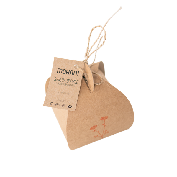 100% Naturalna świeca bubble Mohani z wosku rzepakowego - biała, mała  .