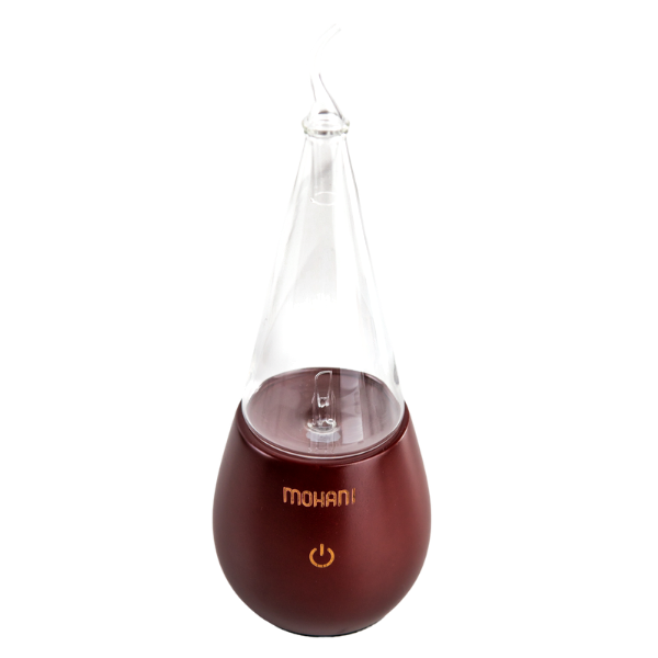 Nebulizator - dyfuzor olejków eterycznych Mohani - ciemne drewno, szklany stożek