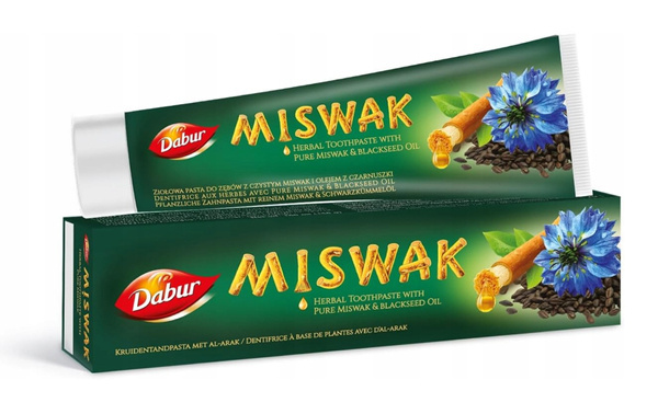 4548_1 Ziołowa Pasta do Zębów z Czystym Miswak i Olejem z Czarnuszki Dabur (100 ml)