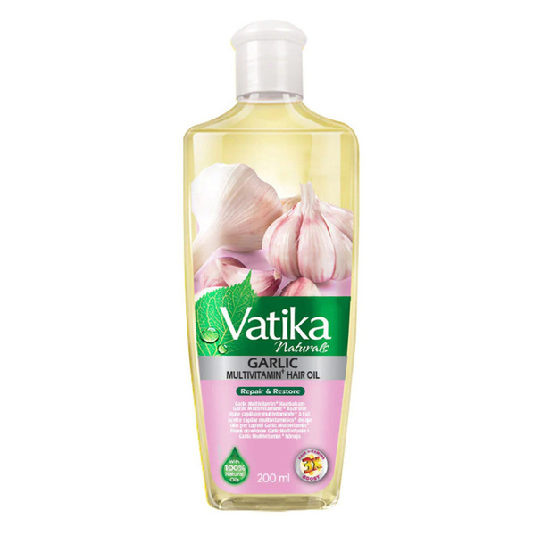 4557_1 Olejek Czosnkowy Vatika do Wzmocnienia i Odbudowy Włosów – Dabur (200 ml)