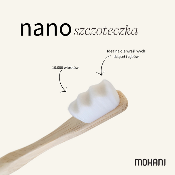 4610_8 Nano szczoteczka bambusowa do zębów Mohani - Szara, 10 tysięcy miękkich włosków
