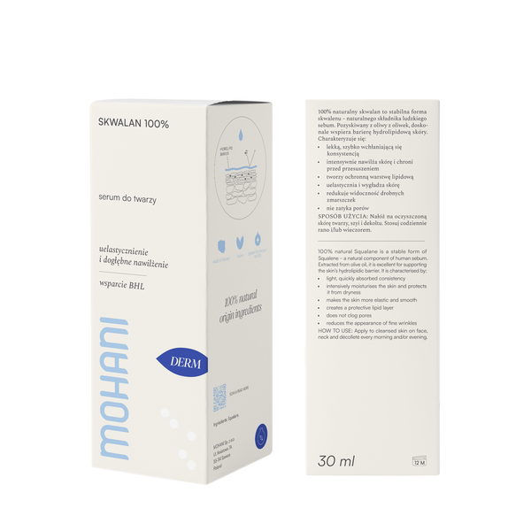 Skwalan - naturalne serum nawilżające Mohani
