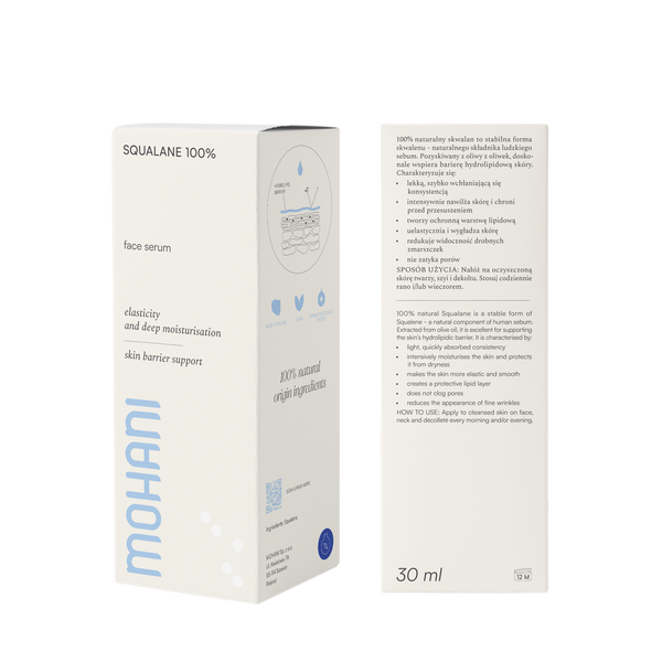Skwalan - naturalne serum nawilżające Mohani