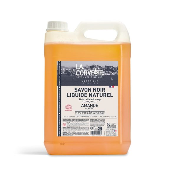 Czarne mydło gospodarcze w płynie, na oleju lnianym, ekologiczny środek czystości, migdałowy, EcoCert, 5l, La Corvette