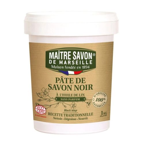 Czarne mydło - pasta czyszcząca, z olejem lnianym, ECOCERT, 1 kg, Maitre Savon de Marseille Czarne mydło - pasta czyszcząca, z olejem lnianym, ECOCERT, 1 kg, Maitre Savon de Marseille