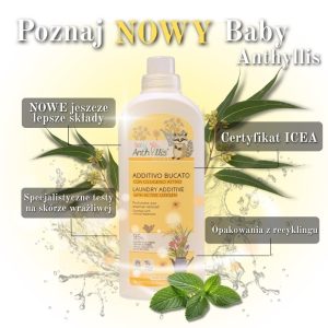NOWY Eko dodatek do prania z aktywnym tlenem do odplamiania ubranek dziecięcych, Certyfikowany, 1l, Baby Anthyllis