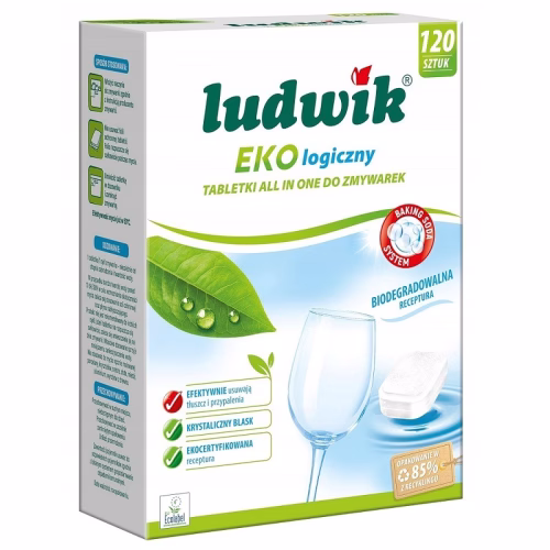 Ekologiczne tabletki do zmywarki All in One, EU Ecolabel, 120 szt, Ludwik Ekologiczny Tabletki do zmywarki Ludwik Ekologiczny All in One 120 szt certyfikat EU Ecolabel