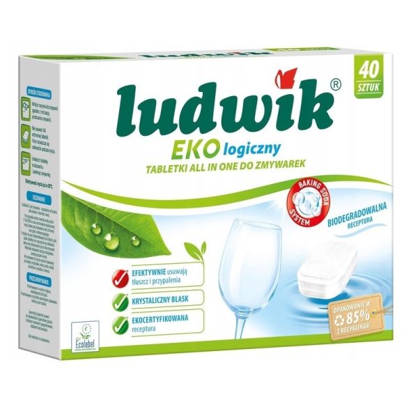 Ekologiczne tabletki do zmywarki All in One, EU Ecolabel, 40 szt, Ludwik Ekologiczny