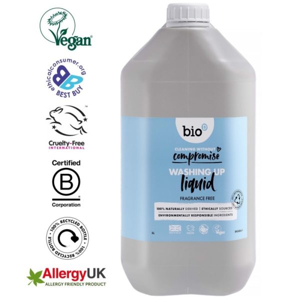 Hypoalergiczny skoncentrowany płyn do mycia naczyń odpowiedni dla skóry wrażliwej, 5 l, Bio-D (BWU45) (zdjęcie 2) Hypoalergiczny skoncentrowany płyn do mycia naczyń odpowiedni dla skóry wrażliwej, 5 l, Bio-D (BWU45)