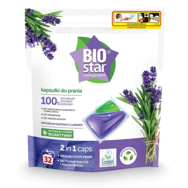 Kapsułki do prania, 2 in 1 caps, 32 szt., BIOstar