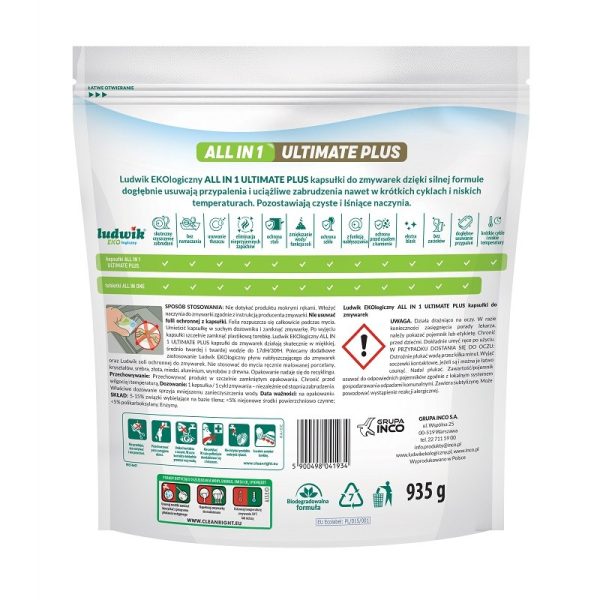Kapsułki do zmywarki, All in One, Ultimate plus, EU Ecolabel, 55 szt., Ludwik Ekologiczny (zdjęcie 2) Kapsułki do zmywarki, All in One, Ultimate plus, EU Ecolabel, 55 szt., Ludwik Ekologiczny
