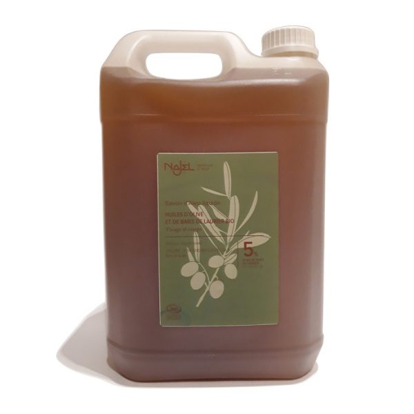 Mydło Aleppo w płynie do rąk i ciała, 5% oleju laurowego, 5L, certyfikowane, Cosmos Organic, Najel