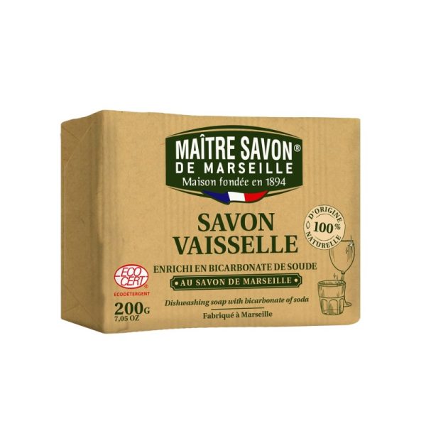 Mydło do mycia naczyń z Mydłem Marsylskim i Sodą Oczyszczoną, EcoCert, 200 g, Maitre Savon de Marseille