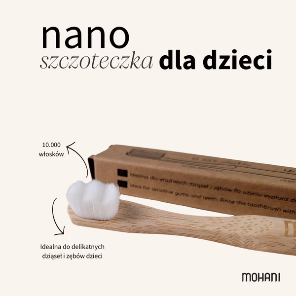 Nano szczoteczka bambusowa do zębów dla dzieci Mohani niebieska 10 tys włosków (2)