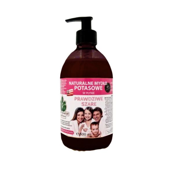 Naturalne mydło potasowe w płynie, hipoalergiczne, dla niemowląt, dzieci i dorosłych, PRAWDZIWE SZARE, 500 ml, Powrót do Natury
