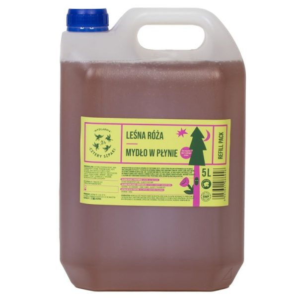 Naturalne mydło w płynie, Leśna Róża, uzupełnienie, 5l, Cztery Szpaki