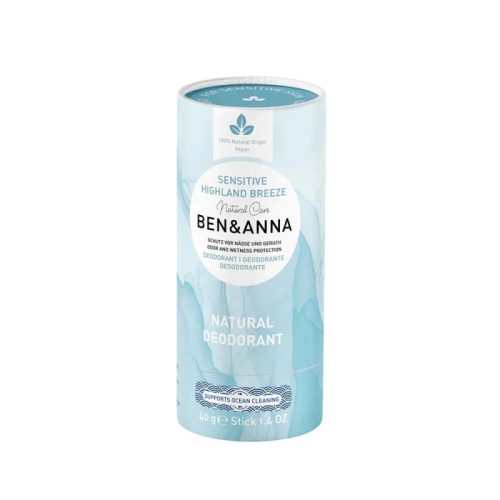 Naturalny dezodorant bez sody, HIGHLAND BREEZE, sztyft kartonowy, SENSITIVE, 40 g, BEN&ANNA Naturalny dezodorant bez sody, HIGHLAND BREEZE, sztyft kartonowy, SENSITIVE, 40 g, BEN&ANNA