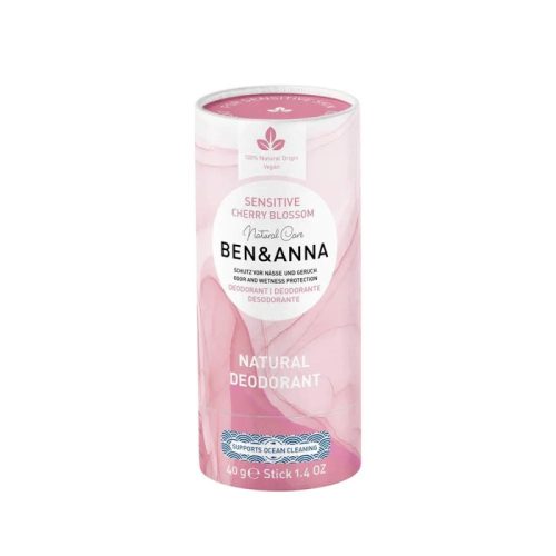 Naturalny dezodorant bez sody, JAPANESE CHERRY BLOSSOM, sztyft kartonowy, SENSITIVE, 40 g, BEN&ANNA Naturalny dezodorant bez sody, JAPANESE CHERRY BLOSSOM, sztyft kartonowy, SENSITIVE, 40 g, BEN&ANNA