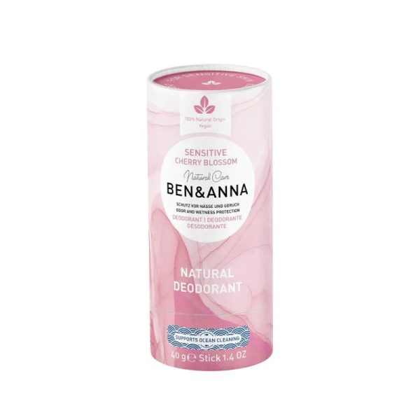 Naturalny dezodorant bez sody, JAPANESE CHERRY BLOSSOM, sztyft kartonowy, SENSITIVE, 40 g, BEN&ANNA Naturalny dezodorant bez sody, JAPANESE CHERRY BLOSSOM, sztyft kartonowy, SENSITIVE, 40 g, BEN&ANNA