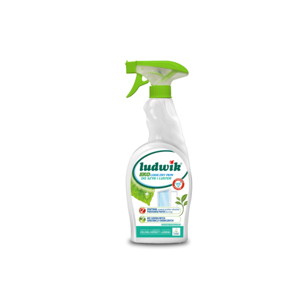 Płyn do mycia szyb i luster, o zapachu zielonej herbaty i jaśminu, 750 ml, Ludwik Ekologiczny