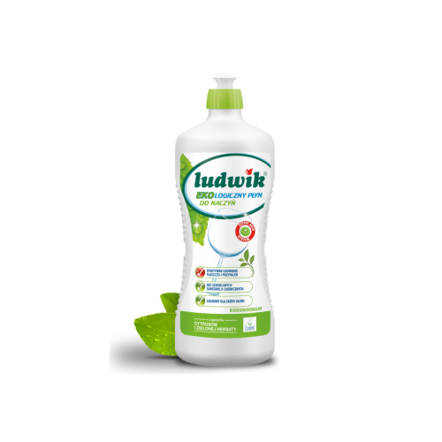 Płyn do naczyń o zapachu cytrusów i zielonej herbaty, 900 ml, Ludwik Ekologiczny Płyn do naczyń o zapachu cytrusów i zielonej herbaty, 900 ml, Ludwik Ekologiczny
