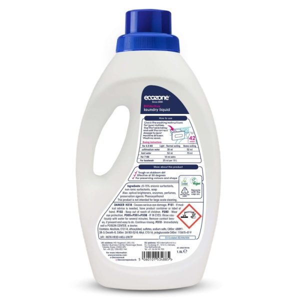Płyn do prania tkanin, BIOActive, ultraskuteczne czyszczenie, wegański, Allergy UK, 1,5l, Ecozone