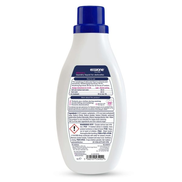Płyn do prania tkanin delikatnych, BIOActive, najwyższa pielęgnacja, wegański, Allergy UK, 1l, Ecozone (zdjęcie 2) Płyn do prania tkanin delikatnych, BIOActive, najwyższa pielęgnacja, wegański, Allergy UK, 1l, Ecozone