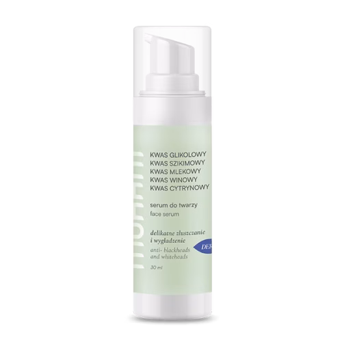 Regenerująco-złuszczające serum do twarzy pięć kwasów AHA Serum do twarzy Mohani pięć kwasów AHA do skóry dojrzałej 30ml