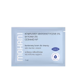 Saszetka-Regenerujący krem barierowy z ektoiną 2%, kompleksem mikrobiotycznym 5% i ceramidem NP 1ml Krem barierowy Mohani z ektoiną i ceramidem do skóry suchej 1ml saszetka