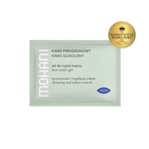 Saszetka - Żel do mycia twarzy z kwasem pirogronowym i glikolowym 2ml Żel do mycia twarzy Mohani z kwasem pirogronowym i glikolowym 2ml saszetka