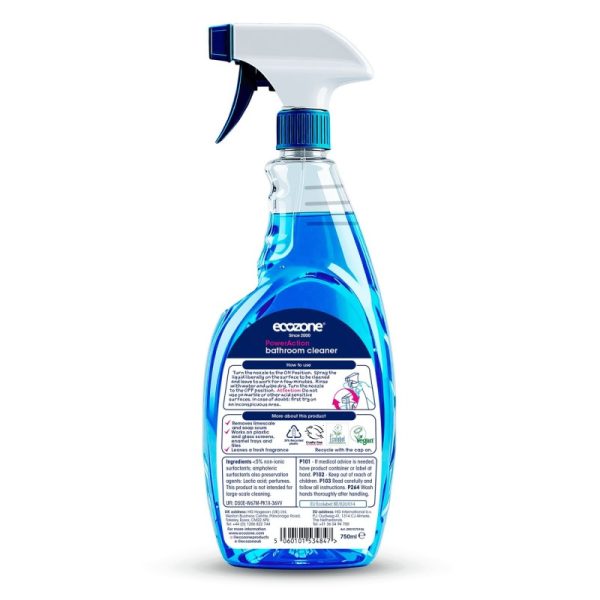 Środek czyszczący do łazienek, PowerAction, na uporczywy kamień i osad z mydła, wegański, Allergy UK, 750ml, Ecozone