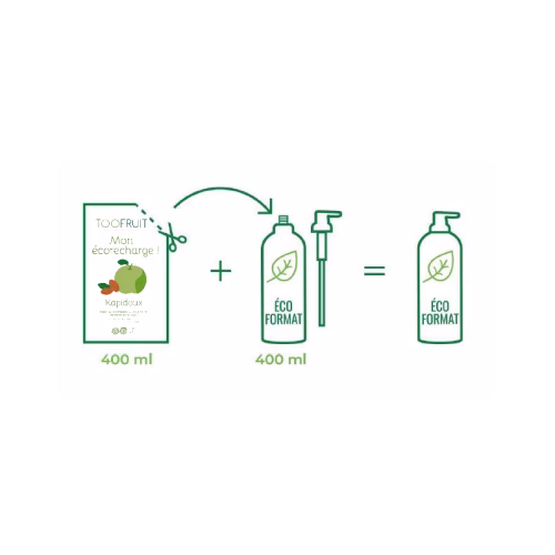 Szampon dermo-kojący dla dzieci, ZIELONE JABŁKO I MIGDAŁY, UZUPEŁNIENIE, 400ml, Toofruit Szampon dermo-kojący dla dzieci Toofruit z zielonym jabłkiem i migdałami 400ml