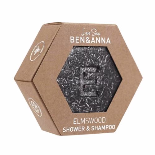 Szampon wzmacniający i żel pod prysznic w kostce, ELMSWOOD, Korzenno-drzewny, 60 g, BEN&ANNA