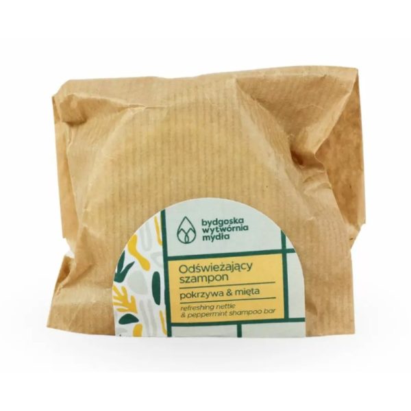 Szampon w kostce pokrzywa - mięta, WKŁAD WYMIENNY, 60 g, Bydgoska Wytwórnia Mydła (zdjęcie 3) Szampon w kostce pokrzywa - mięta, WKŁAD WYMIENNY, 60 g, Bydgoska Wytwórnia Mydła