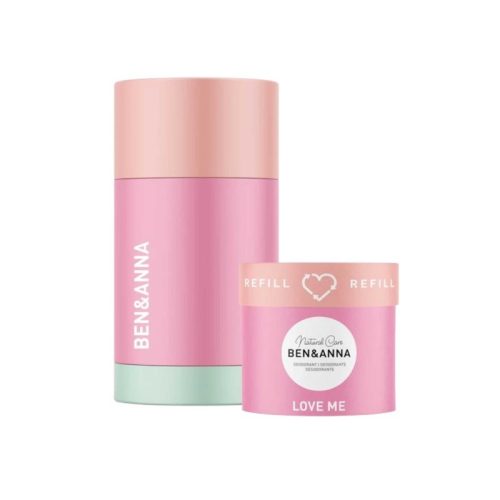 Zestaw REFILL: Naturalny dezodorant na bazie sody LOVE ME 40 g + pojemnik wielokrotnego uzupełniania, BEN&ANNA Zestaw REFILL: Naturalny dezodorant na bazie sody LOVE ME 40 g + pojemnik wielokrotnego uzupełniania, BEN&ANNA