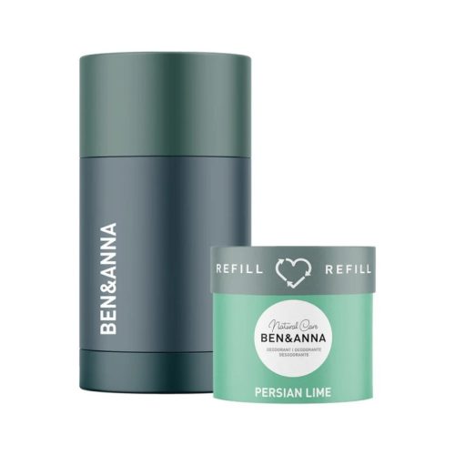Zestaw REFILL: Naturalny dezodorant na bazie sody PERSIAN LIME 40 g + pojemnik wielokrotnego uzupełniania, BEN&ANNA Zestaw REFILL: Naturalny dezodorant na bazie sody PERSIAN LIME 40 g + pojemnik wielokrotnego uzupełniania, BEN&ANNA