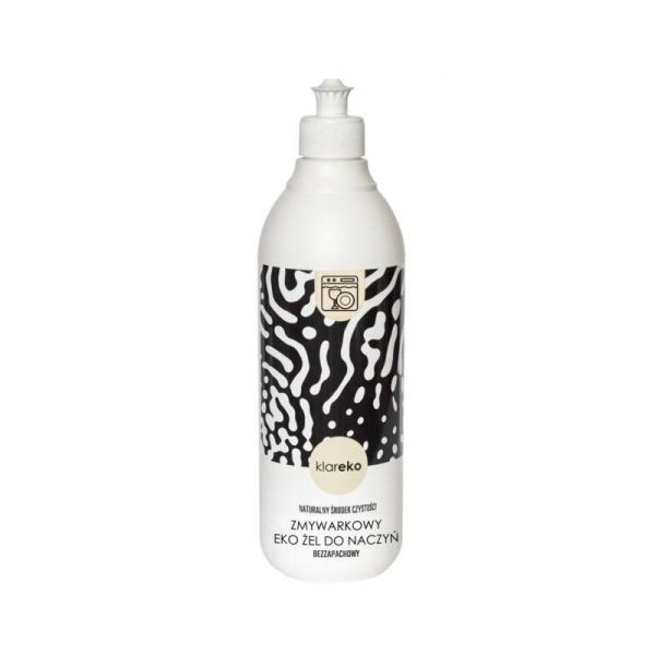 Zmywarkowy eko żel do naczyń, bezzapachowy, 500 ml, Klareko