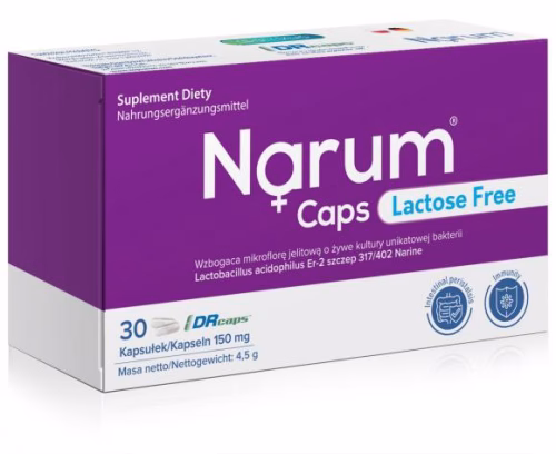 Narum Caps Lactose Free 200 mg – probiotyk bez laktozy, 30 kapsułek