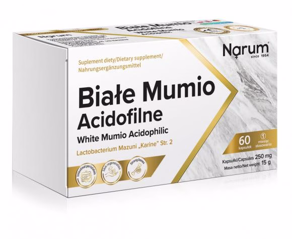 Białe Mumio Acidofilne 250 mg – suplement diety, 60 kapsułek