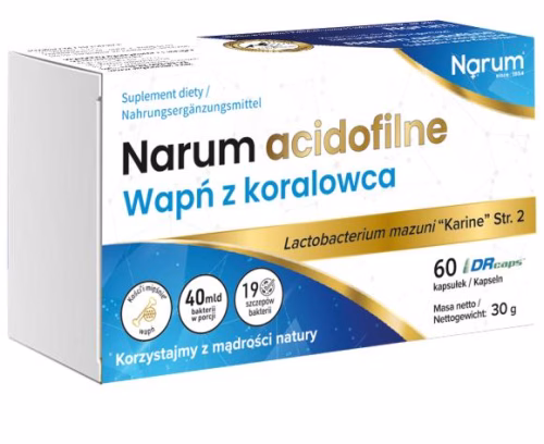 Narum Acidofilne Wapń z koralowca – suplement diety, 60 kapsułek