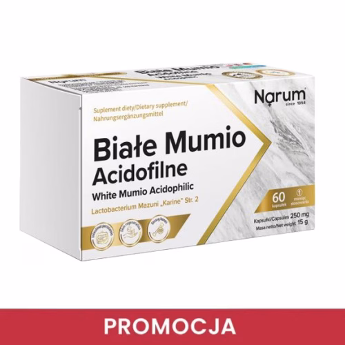 Białe Mumio Acidofilne 250 mg – suplement diety, 60 kapsułek