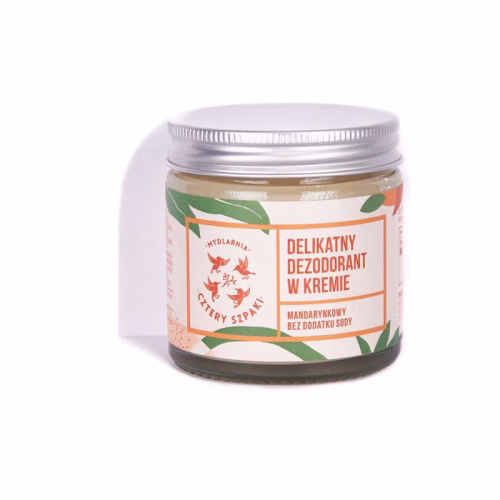 Delikatny dezodorant w kremie, bez dodatku sody, mandarynkowy, 60 ml, Cztery Szpaki