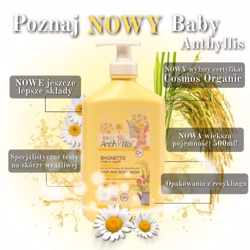 Bio płyn do kąpieli i szampon 2w1 bez łez Baby Anthyllis 500 ml