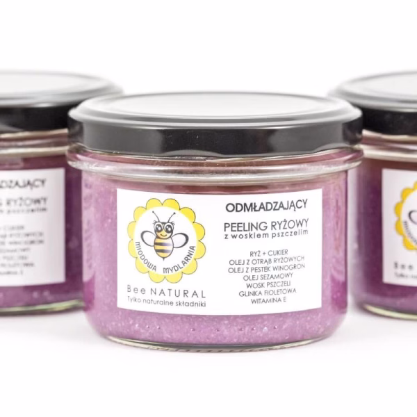 Odmładzający peeling ryżowy z woskiem pszczelim Miodowa Mydlarnia 200 g