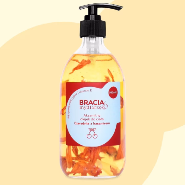 Aksamitny olejek do ciała, Czereśnia z kaszmirem, 500ml, Bracia Mydlarze
