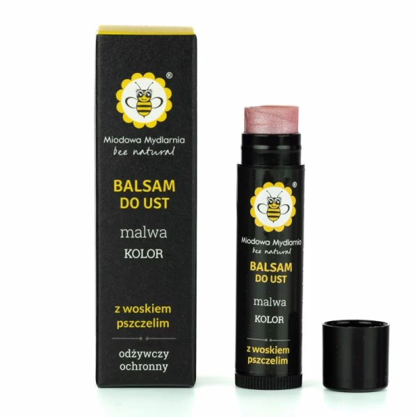 Balsam do ust, MALWA, kolor PERŁOWO-JASNORÓŻOWY z lekkim połyskiem, 5g, Miodowa Mydlarnia