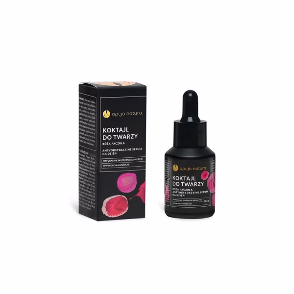 Koktajl do twarzy, antyoksydacyjne serum na dzień, Róża i Paczula, 30ml, Opcja Natura