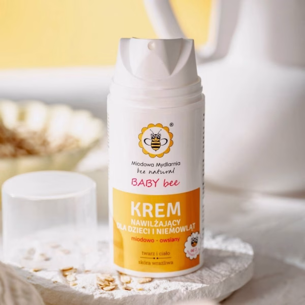 Krem nawilżający do twarzy i ciała dla dzieci i niemowląt, MIODOWO–OWSIANY, Baby Bee, 100ml, Miodowa Mydlarnia