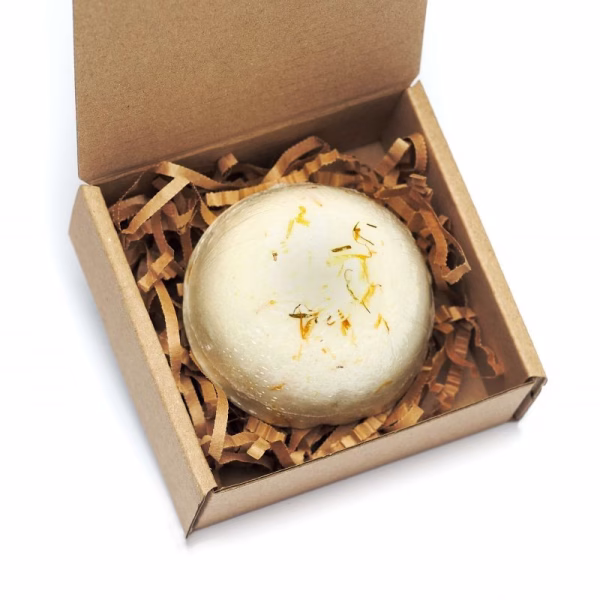 Kula do kąpieli, POMARAŃCZA, musująca, aromatyczna, półkula, 80 g, Miodowa Mydlarnia