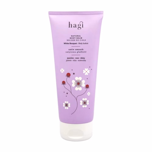 Naturalny balsam do ciała, Biały bukiet, jaśmin, róża, stokrotka, satynowa gładkość, 200ml, Hagi